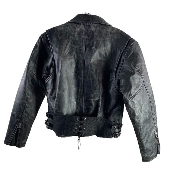 Harley Davidson Distressed Leather Moto Jacket SZ M - Picture 9 of 9